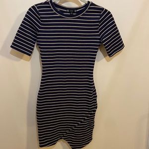 Blue and white stripe mini dress